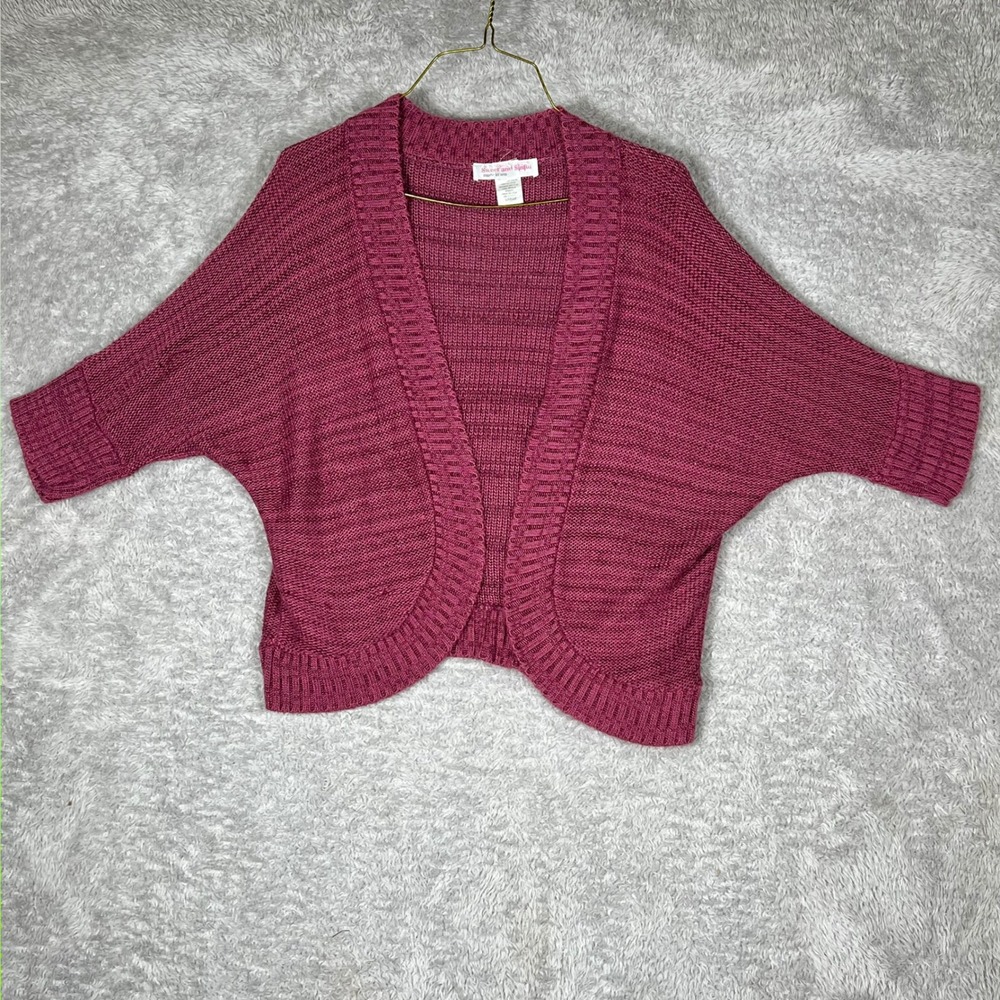 Sweet and Sinful Womens Berry Knit Open Front Batwing Cardigan Sweater Large USA